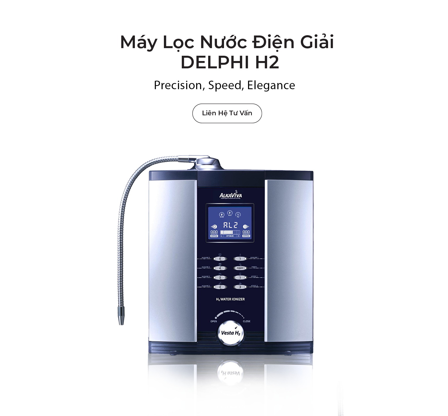 Máy lọc nước ion kiềm Delphi H2