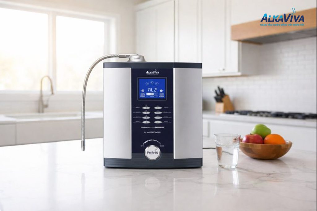 Máy lọc nước ion kiềm Vesta H2 với thiết kế sang trọng, tối ưu
